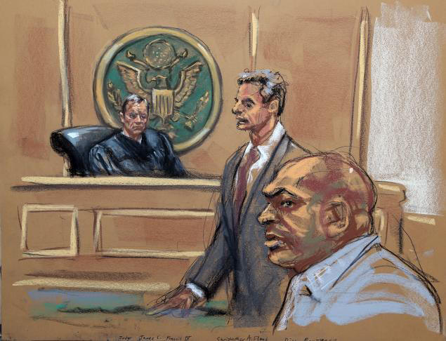 Dino Boutrese appears at his arraignment in Manhattan Federal Court on Friday.