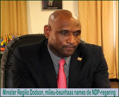 Regilio Dodson - milieubeunhaas names de ndp regering
